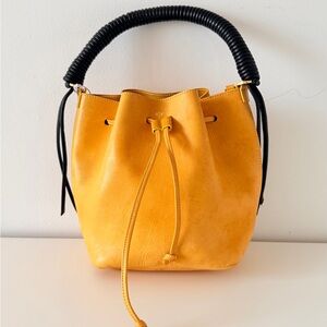 Made in Italia Isla Fontaine Venezia Yellow Drawstring Bucket Bag
